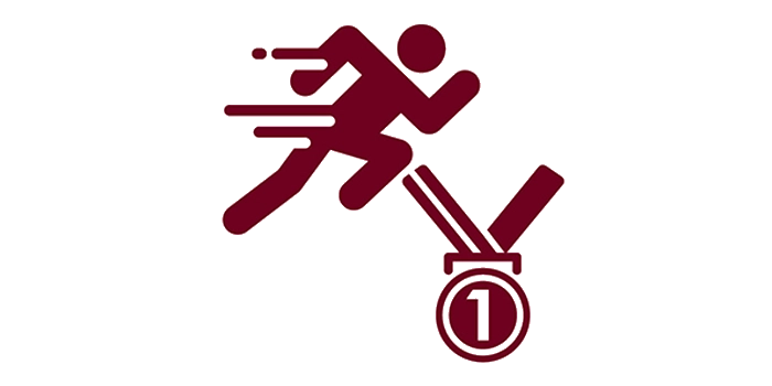illustrated icon of a track athlete and a first place ribbon